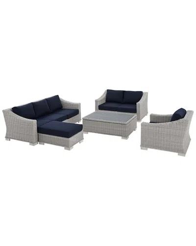 Modway Conway Sunbrella Outdoor Patio Rattan 5-piece Furniture Set In Gray