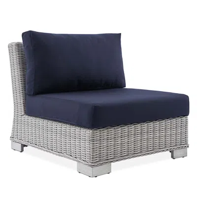 Modway Conway Sunbrella Outdoor Patio Wicker Rattan Armless Chair In Blue
