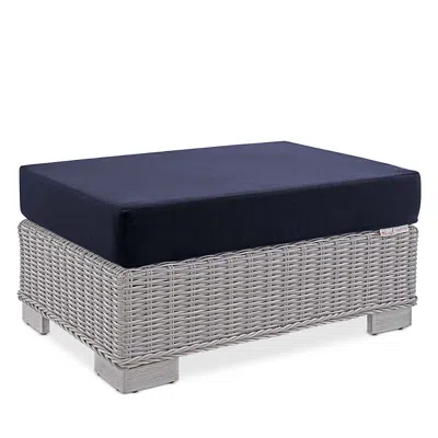 Modway Conway Sunbrella Outdoor Patio Wicker Rattan Ottoman In Blue