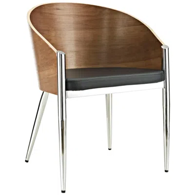 Modway Cooper Black Vinyl And Silver Dining Chair