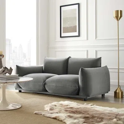 Modway Copious Performance Velvet Loveseat In Gray Polyester