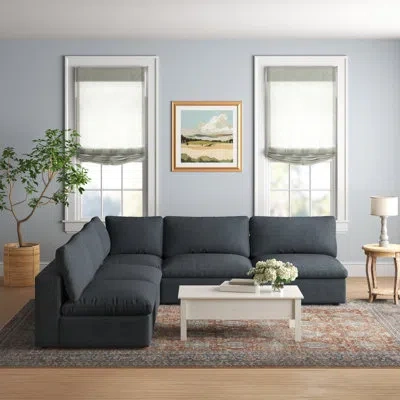 Modway Copper Grove Hrazdan Down-filled Overstuffed 5-piece Sectional Sofa Set In Gray Performance Velvet