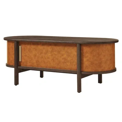 Modway Coralie Curved Oval Coffee Table In Walnut