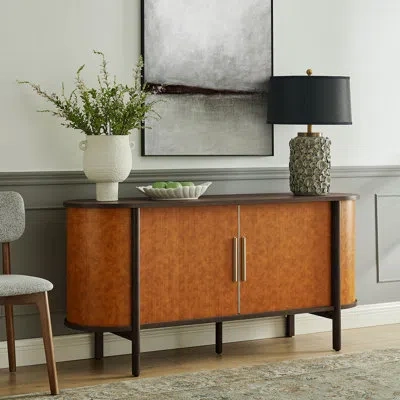 Modway Coralie Curved Oval Sideboard In Walnut Tan