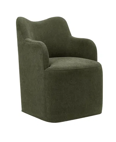 Modway Cordelle Linen Blend Swivel Dining Chair In Green