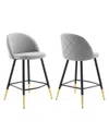Modway Cordial Performance Velvet Counter Stools, Set Of 2 In Gray