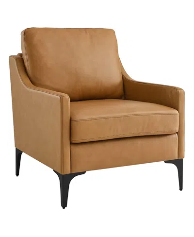 Modway Corland Leather Armchair In Brown