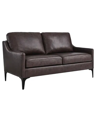Modway Corland Leather Loveseat In Brown