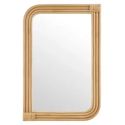 Modway Corsica Curved Rectangle Rattan Wall Mirror In Brown