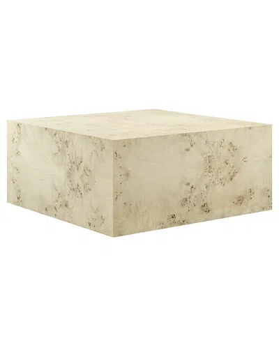 Modway Cosmos 36" Square Burl Wood Coffee Table In Yellow