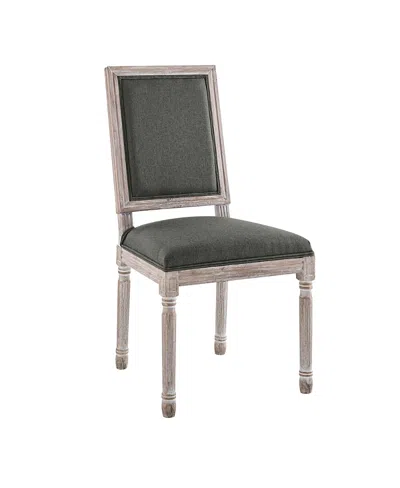 Modway Court French Vintage Upholstered Fabric Dining Side Chair In Gray