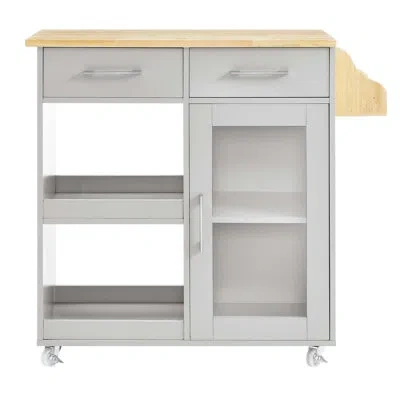 Modway Culinary Kitchen Cart With Spice Rack In Light Gray