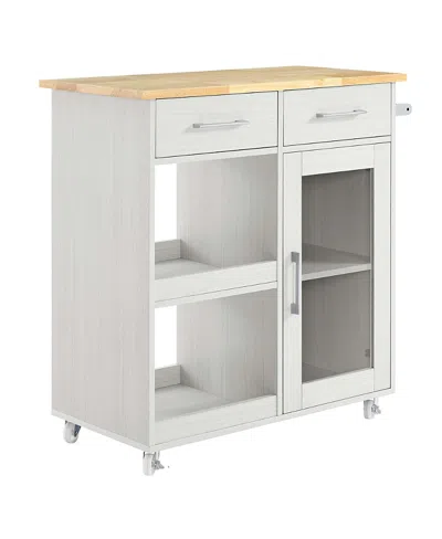 Modway Culinary Kitchen Cart With Towel Bar In White