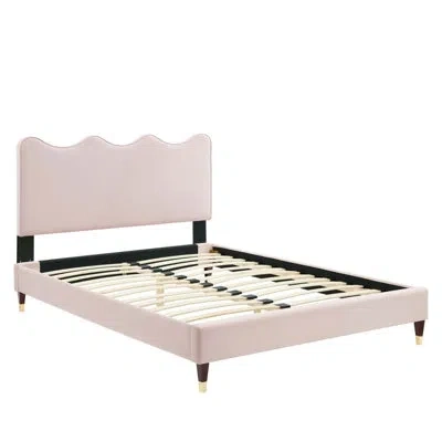Modway Current Performance Velvet Platform Bed In White