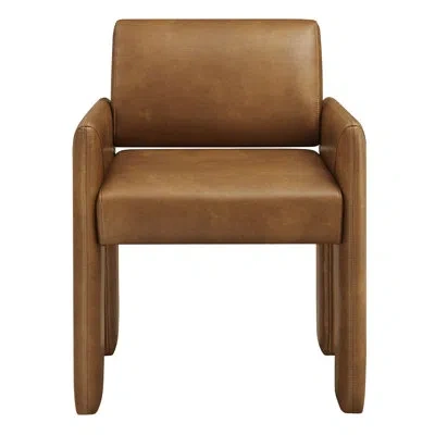 Modway Daven Vegan Leather Dining Armchair In Brown