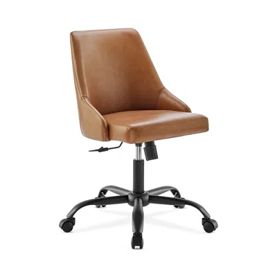 Modway Designate Swivel Vegan Leather Office Chair In Brown