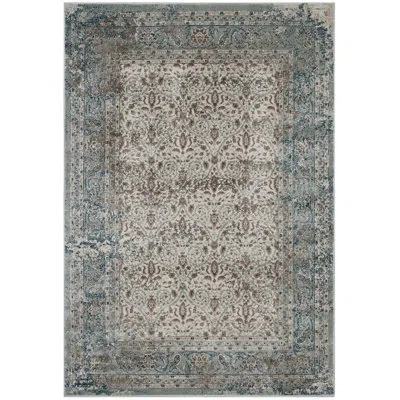 Modway Dilys Distressed Vintage Floral Lattice Area Rug In Teal, Brown And Beige In Brown;beige;teal