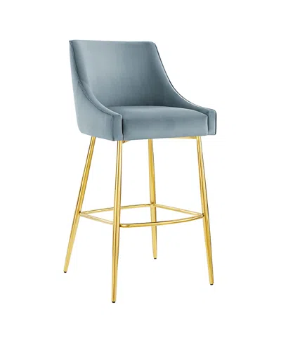 Modway Discern Performance Velvet Bar Stool In Blue