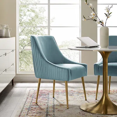Modway Discern Pleated Back Upholstered Performance Velvet Dining Chair In Blue