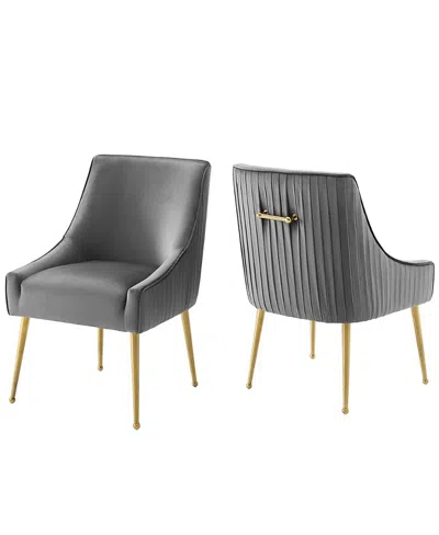 Modway Discern Pleated Back Upholstered Performance Velvet Dining Chair, Set Of 2 In Gray