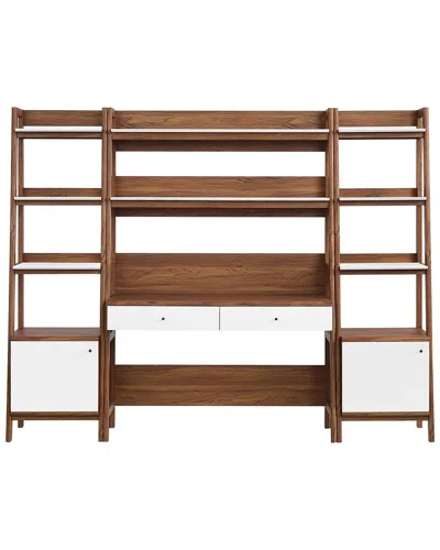Modway Discontinued  Bixby 3pc Wood Office Desk & Bookshelf In White
