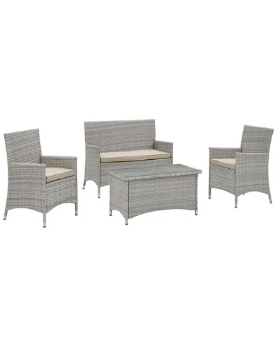 Modway Discontinued  Bridge 4pc Outdoor Patio Wicker Rattan Patio Conversation Set In Brown