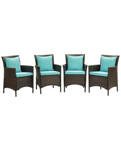 Modway Conduit Outdoor Patio Wicker Dining Armchair In Brown