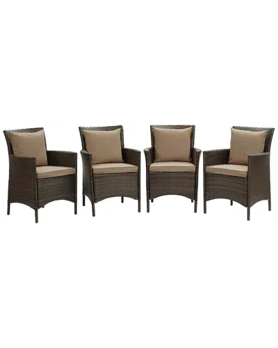 Modway Conduit Outdoor Patio Wicker Dining Armchair In Brown