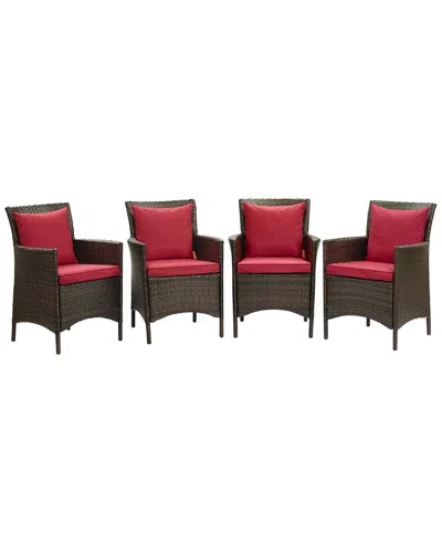 Modway Conduit Outdoor Patio Wicker Dining Armchair In Brown