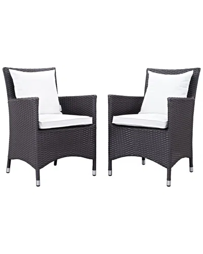Modway Discontinued  Convene 2pc Outdoor Patio Wicker Rattan Dining Set In White