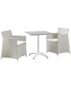 Modway Junction 3pc Outdoor Patio Wicker Rattan Dining Set In White