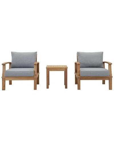 Modway Discontinued  Marina 3pc Outdoor Patio Premium Grade A Teak Wood Set In Gray