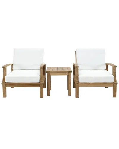 Modway Discontinued  Marina 3pc Outdoor Patio Premium Grade A Teak Wood Set In White