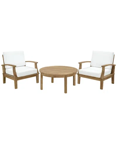 Modway Discontinued  Marina 3pc Outdoor Patio Premium Grade A Teak Wood Set In White