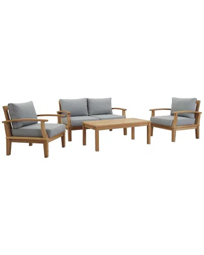 Modway Discontinued  Marina 4-piece Teak Outdoor Patio Set In Gray