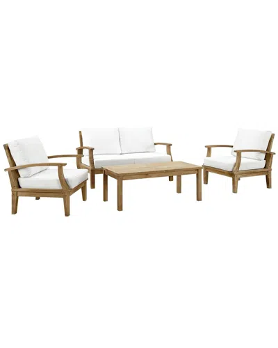 Modway Marina 4-piece Teak Outdoor Patio Set In Beige
