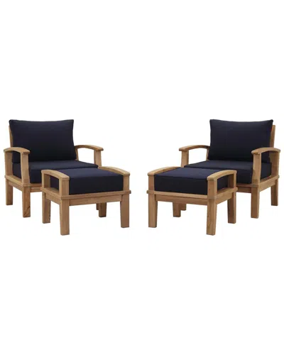 Modway Discontinued  Marina 4pc Outdoor Patio Premium Grade A Teak Wood Set In Black