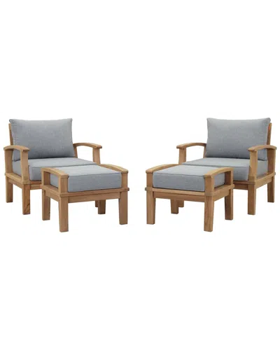 Modway Discontinued  Marina 4pc Outdoor Patio Premium Grade A Teak Wood Set In Multi