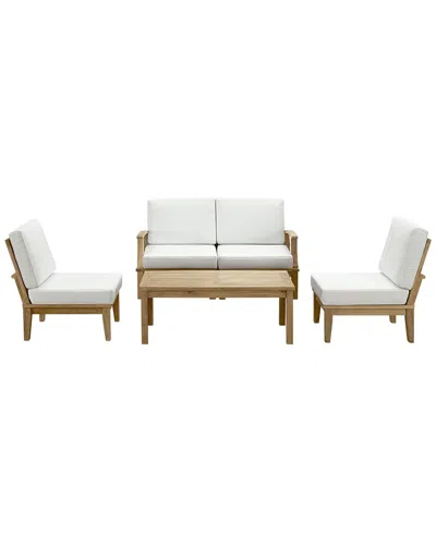 Modway Discontinued  Marina 5-piece Teak Outdoor Patio Set In White