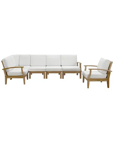Modway Discontinued  Marina 6-piece Teak Outdoor Patio Set In White