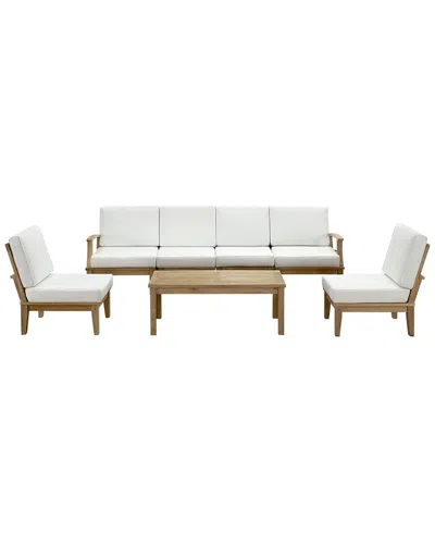 Modway Discontinued  Marina 7-piece Teak Outdoor Patio Set In White