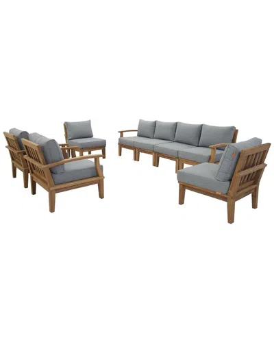 Modway Discontinued  Marina 8-piece Teak Outdoor Patio Set In Gray