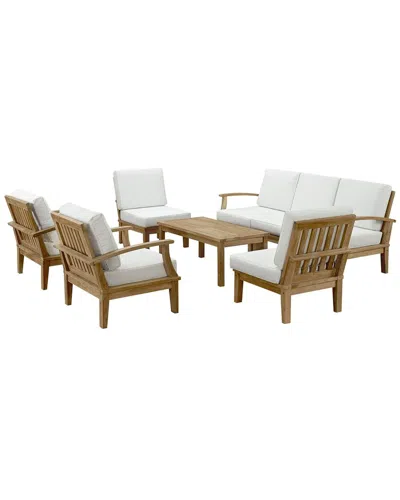 Modway Discontinued  Marina 8-piece Teak Outdoor Patio Set In White