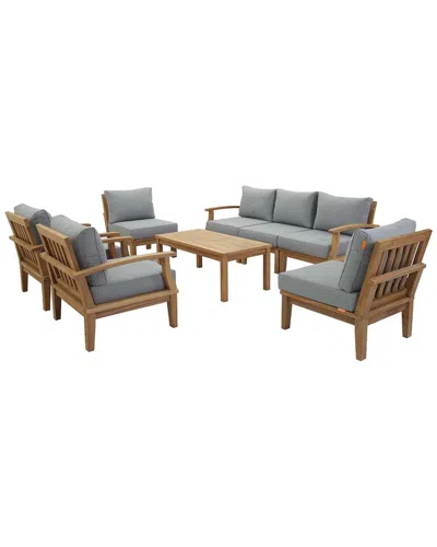 Modway Discontinued  Marina 8-piece Teak Outdoor Patio Set In Gray