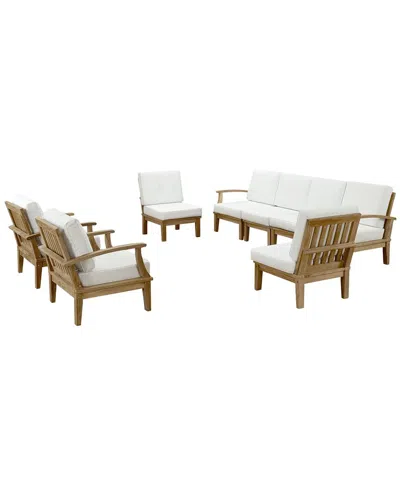 Modway Discontinued  Marina 8-piece Teak Outdoor Patio Set In White