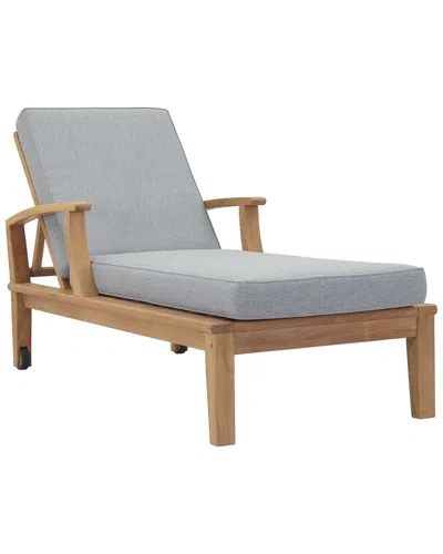 Modway Discontinued  Marina Teak Outdoor Patio Single Chaise In Gray