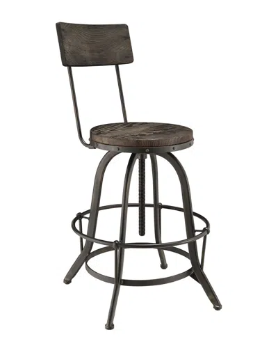 Modway Discontinued  Procure Pine Wood & Iron Bar Stool In Brown