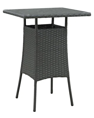 Modway Discontinued  Sojourn Small Outdoor Patio Wicker Rattan Bar Table In Gray