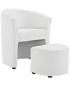 Modway Divulge Armchair & Ottoman In White