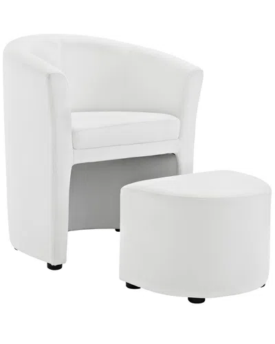 Modway Divulge Armchair & Ottoman In White